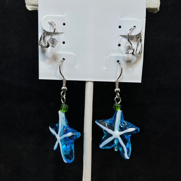 Lot Of 5 Beach Themed Silver Tone Pierced Earrings (3658) - Picture 6 of 10